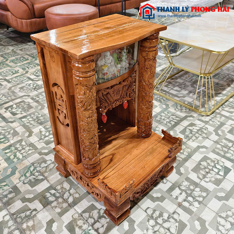 Thanh Lý Bàn Thờ Ông Địa Gỗ Xoan Chạm Khắc Cổ Điển Mới 99% (Nhiều Size)