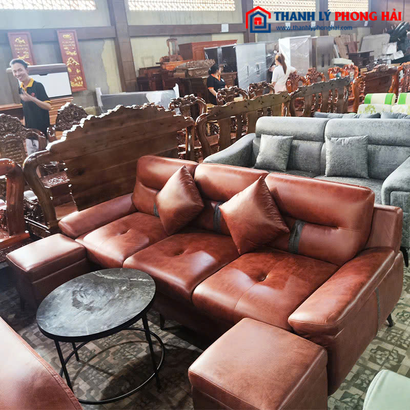 Băng Sofa Thuyền Bọc Da Cao Cấp Có Gối Mới 99%