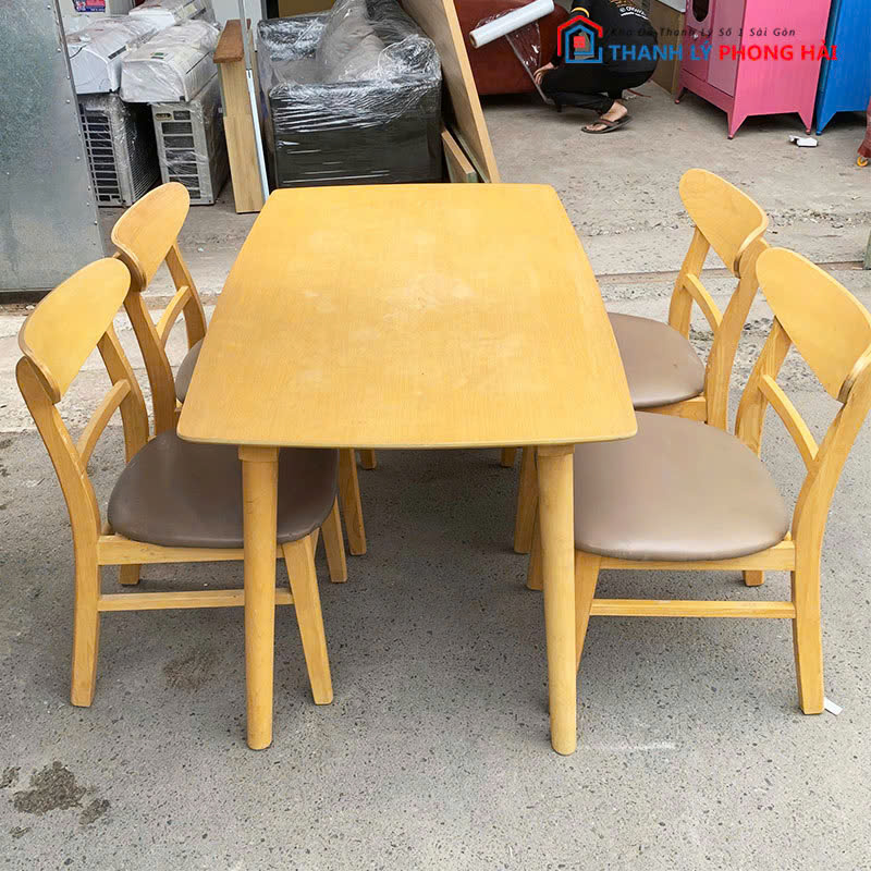 Bộ Bàn Ăn Cũ Gỗ Tự Nhiên Kèm Ghế Mango