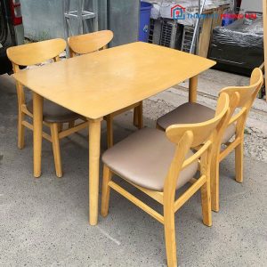 Bộ Bàn Ăn Cũ Gỗ Tự Nhiên Kèm Ghế Mango