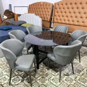 Thanh Lý Bộ Bàn Ăn Tròn Mặt Đá Kèm Ghế Monet Mới 99% (Nhiều Size)