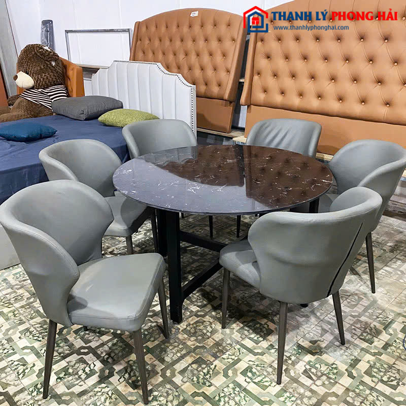 Thanh Lý Bộ Bàn Ăn Tròn Mặt Đá Kèm Ghế Monet Mới 99% (Nhiều Size)