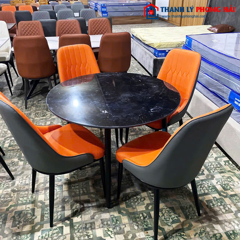 Thanh Lý Bộ Bàn Ăn Tròn Mặt Đá Kèm Ghế Monet Mới 99% (Nhiều Size)