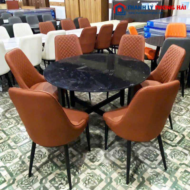 Thanh Lý Bộ Bàn Ăn Tròn Mặt Đá Kèm Ghế Monet Mới 99% (Nhiều Size)