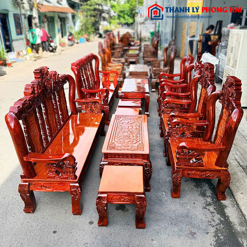 Bộ Salon Gỗ Mã Đáo Thành Công Tay 10 Mới 99%