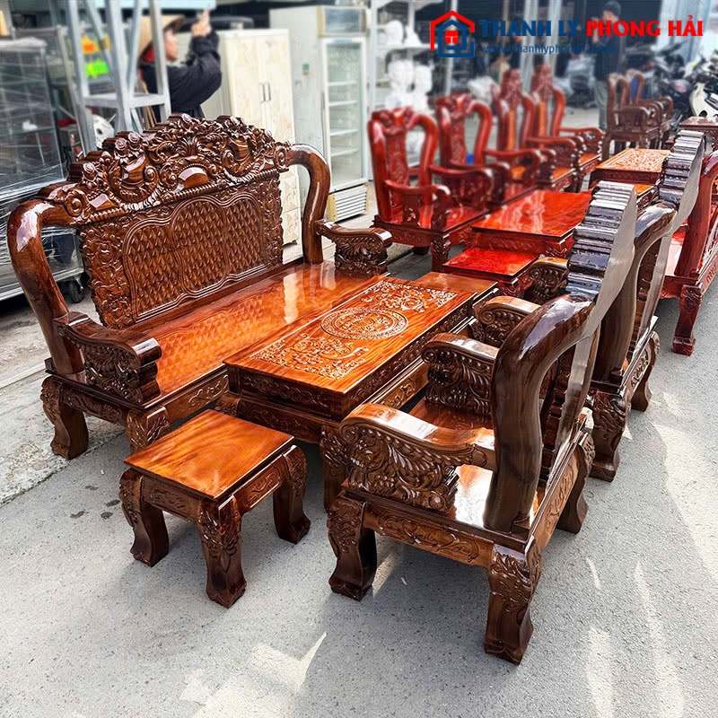 Bộ Salon Louis Tay 12 Hoàng Gia 6 Món Mới 99% (Nhiều Màu)