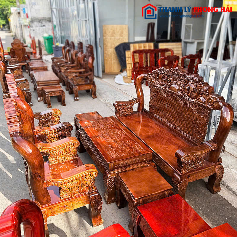 Bộ Salon Louis Tay 12 Hoàng Gia 6 Món Mới 99% (Nhiều Màu)