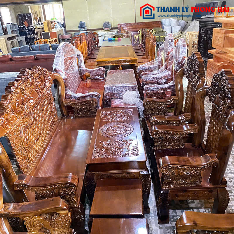 Bộ Salon Louis Tay 12 Hoàng Gia 6 Món Mới 99% (Nhiều Màu)