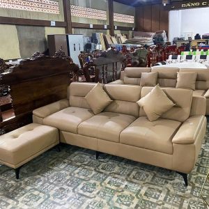 Bộ Sofa Bọc Da Chống Mực Kèm Đôn Gối Mới 99%