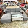 Bộ Sofa Góc L Bọc Da Tay Ốp Gỗ Mới 99%