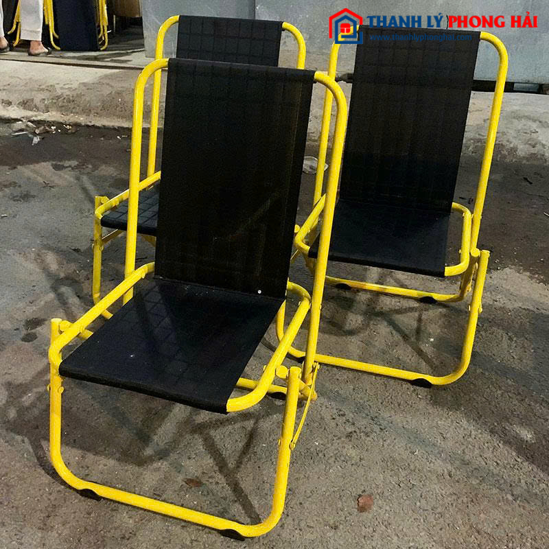 Ghế Xếp Lò Xo Cũ Khung Sắt Lưng Lưới Thấp