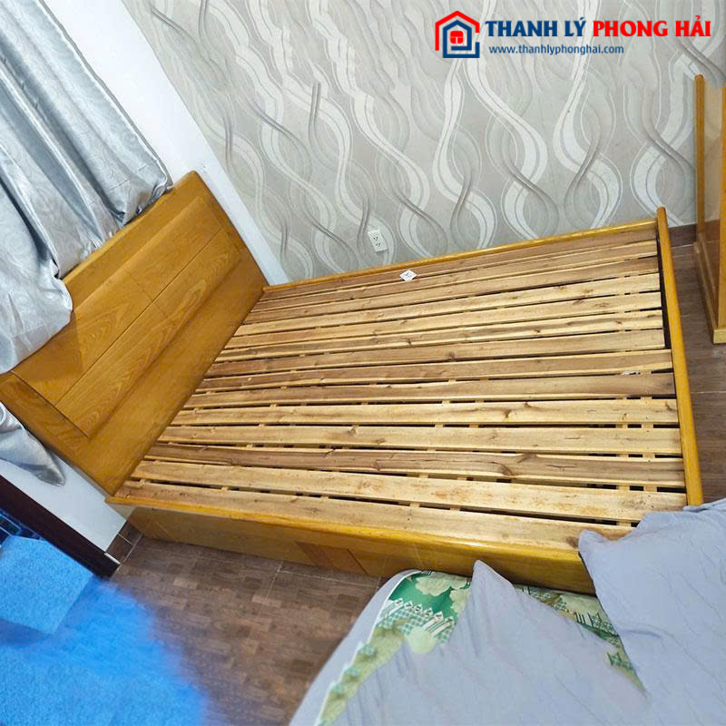 Giường Gỗ Tự Nhiên Cũ Đầu Giường Cao