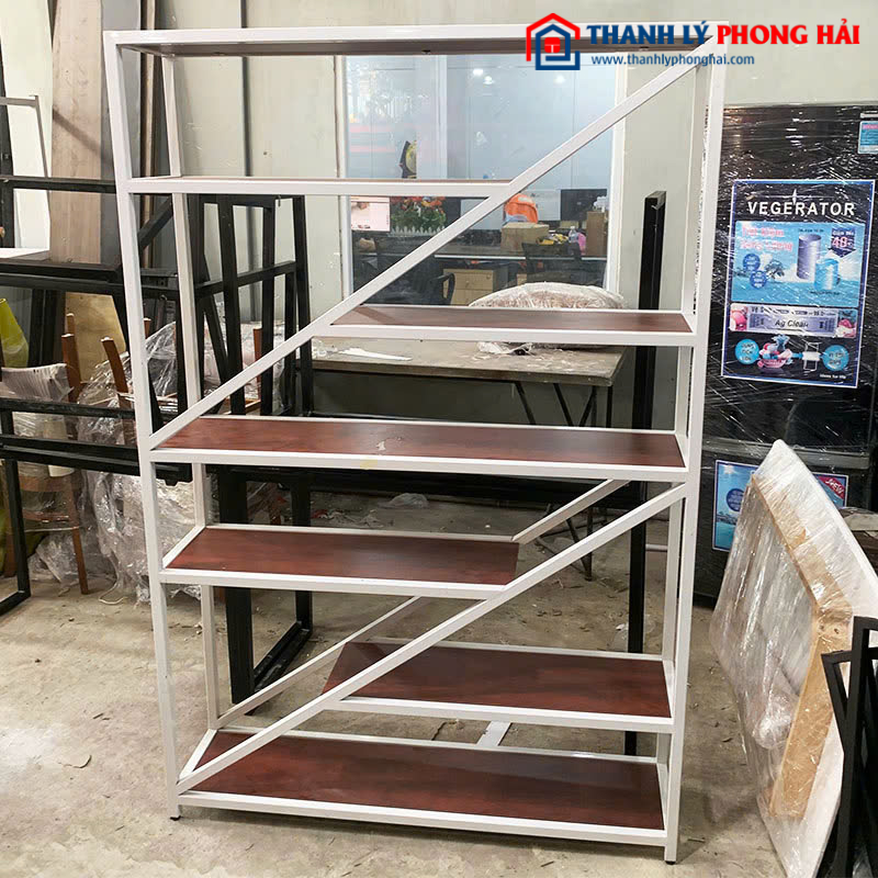 Kệ Trưng Bày Khung Sắt 1m2 Cũ Mặt Gỗ