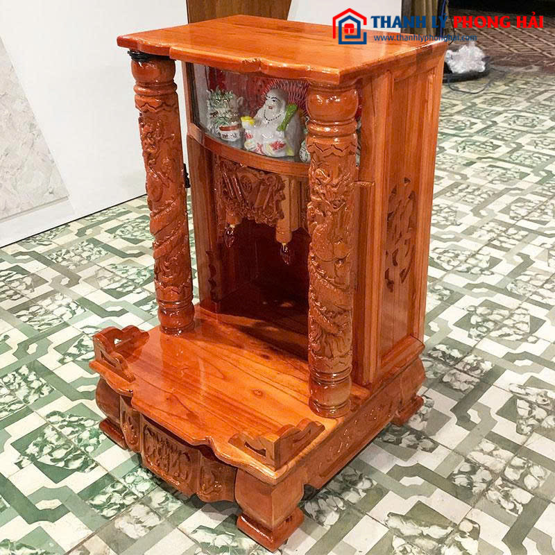 Thanh Lý Bàn Thờ Ông Địa Gỗ Xoan Chạm Khắc Cổ Điển Mới 99% (Nhiều Size)