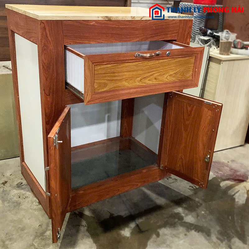 Tủ Bếp Đựng Gạo Mặt Đá Cũ 90cm