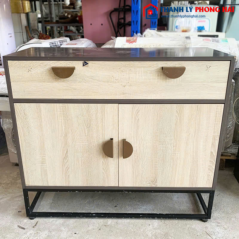 Tủ Đựng Đồ 1m Khung Sắt Cũ Mặt Gỗ MDF
