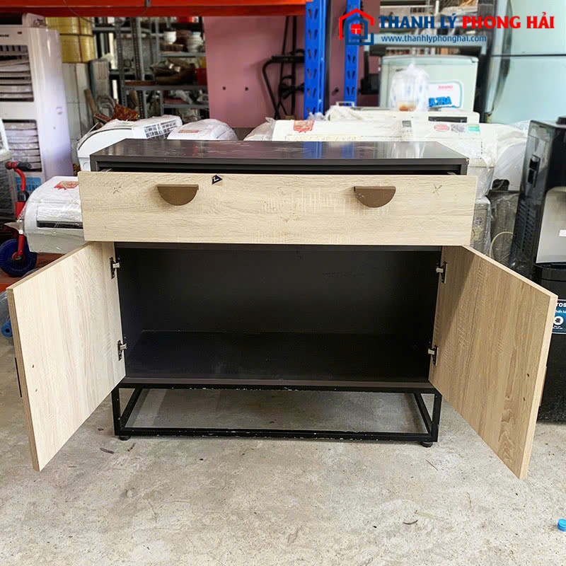 Tủ Đựng Đồ 1m Khung Sắt Cũ Mặt Gỗ MDF
