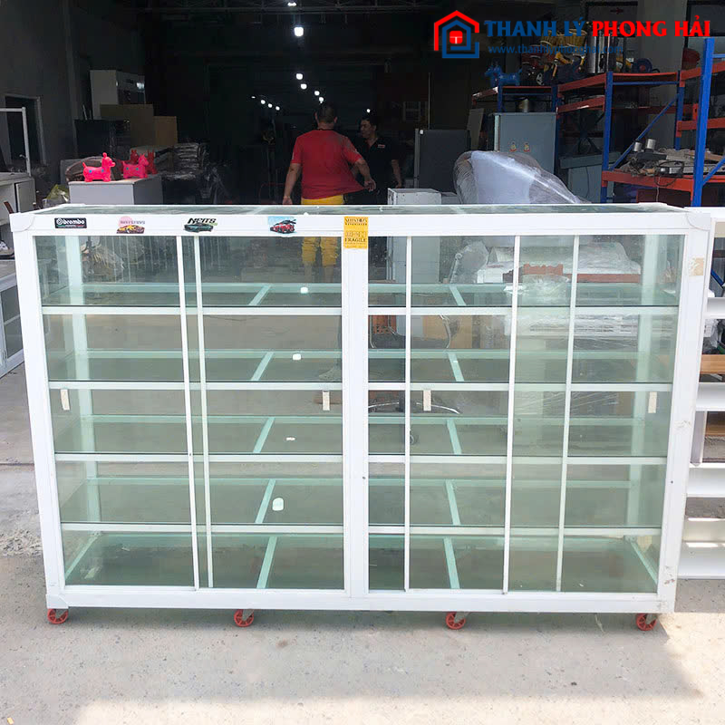 Tủ Nhôm Kính Trưng Bày Cũ 1m8 Cửa Lùa