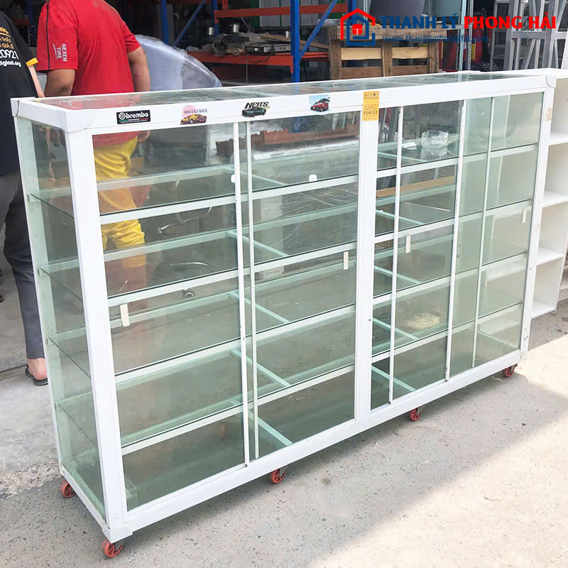 Tủ Nhôm Kính Trưng Bày Cũ 1m8 Cửa Lùa