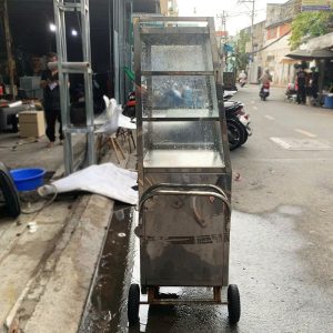 Xe Bán Hàng Inox 60cm Cũ Có Kính