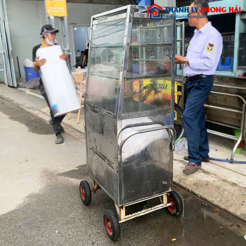 Xe Bán Hàng Inox 60cm Cũ Có Kính