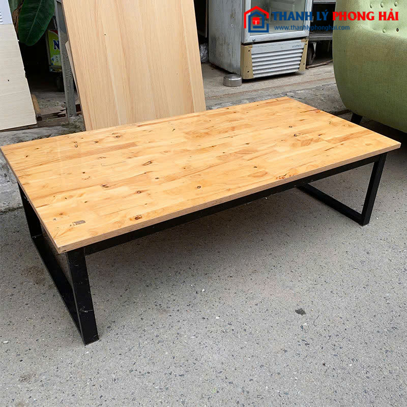 Bàn Ăn Bệt Chân Sắt Cũ 1m2 Mặt Gỗ MDF