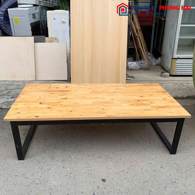 Bàn Ăn Bệt Chân Sắt Cũ 1m2 Mặt Gỗ MDF