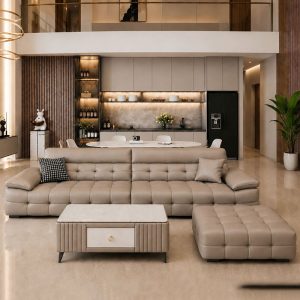 Bàn Ghế Sofa Maserati Bọc Da Đính Nút Mới 99% (Nhiều Màu)