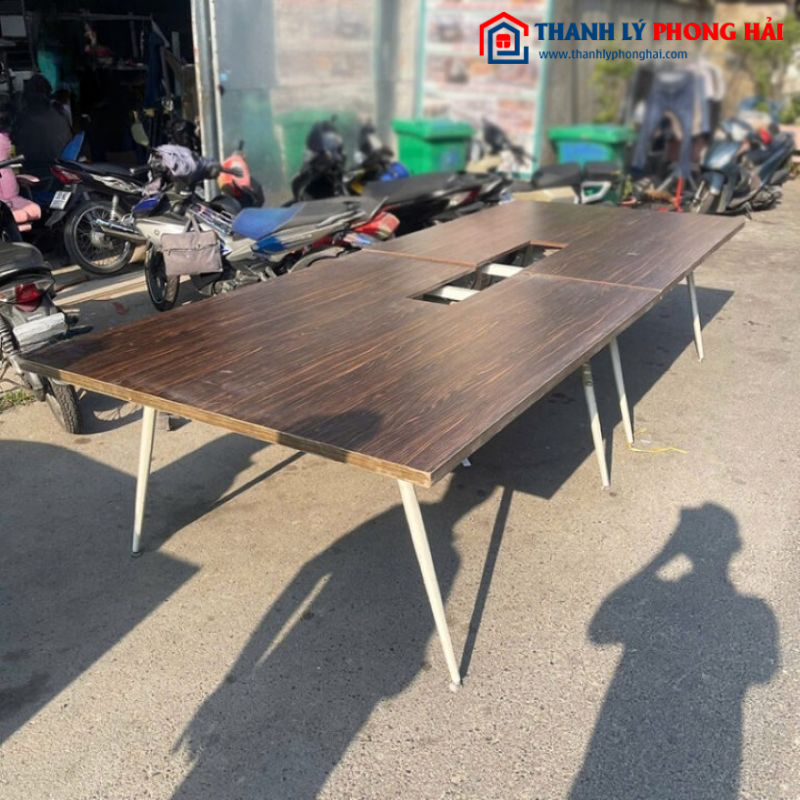 Bàn Họp Gỗ Chân Sắt 3m6 Cũ