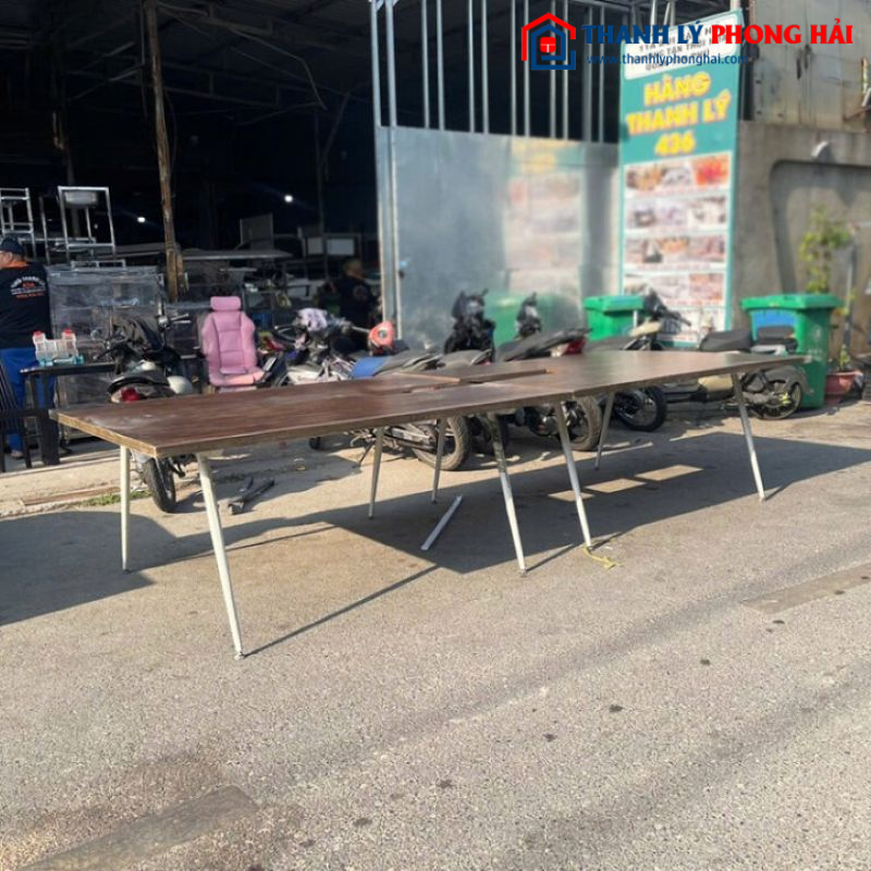 Bàn Họp Gỗ Chân Sắt 3m6 Cũ