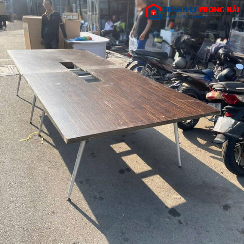 Bàn Họp Gỗ Chân Sắt 3m6 Cũ