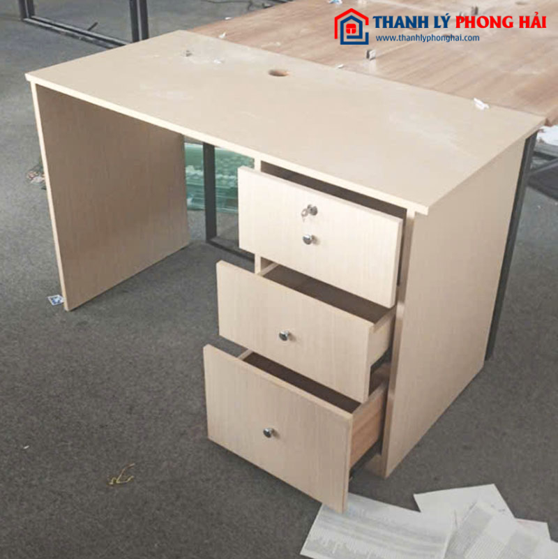 Bàn Làm Việc Có Hộc Gỗ Công Nghiệp Cũ