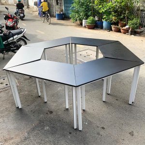 Bàn Làm Việc Gỗ Chân Sắt Ghép Module Cũ