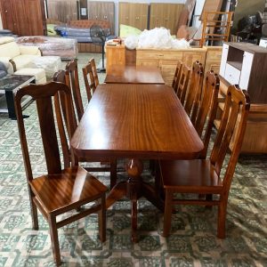 Bộ Bàn Ăn Oval 6 Ghế Gỗ Tự Nhiên Mới 99%