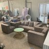 Bộ Bàn Ghế Sofa Bọc Vải Màu Xám Cũ