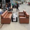 Bộ Sofa Bọc Da Màu Nâu Kèm Bàn Cũ