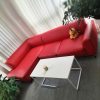 Bộ Sofa Góc L Bọc Da Màu Đỏ Cũ