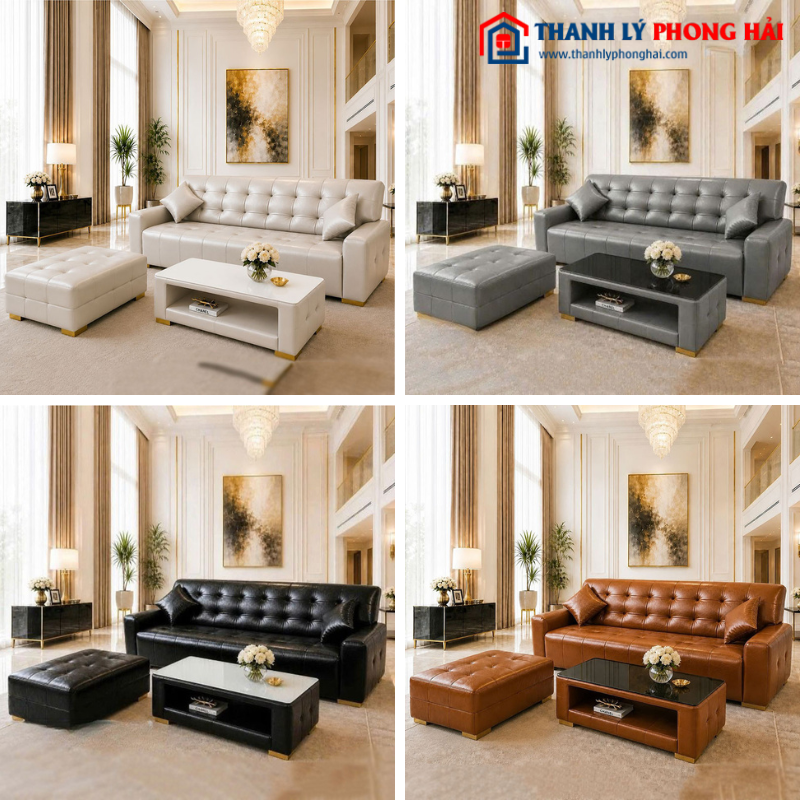 Bộ Sofa Porsche Bọc Da 3 Món Mới 99% (Nhiều Màu)