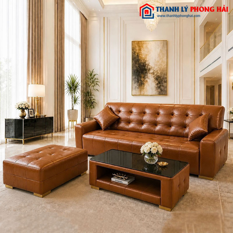 Bộ Sofa Porsche Bọc Da 3 Món Mới 99% (Nhiều Màu)