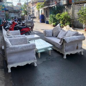 Bộ Sofa Tân Cổ Điển Bọc Vải Hoa Cũ