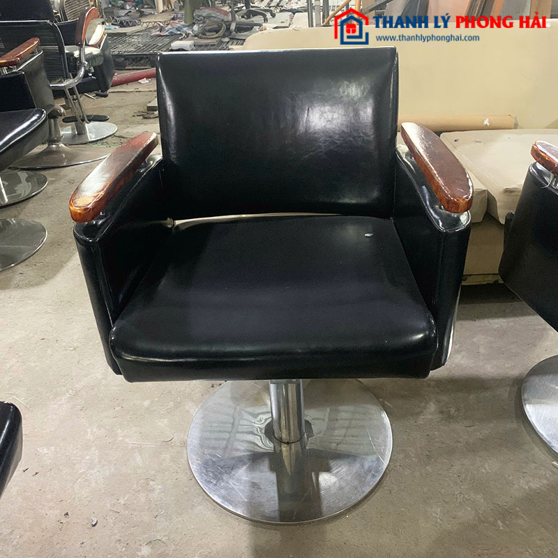 Ghế Cắt Tóc Bọc Da Tay Gỗ Cũ