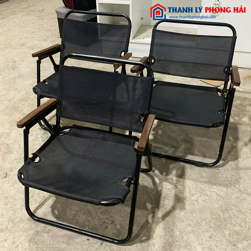 Ghế Xếp Lưới Khung Sắt Tay Gỗ Cũ