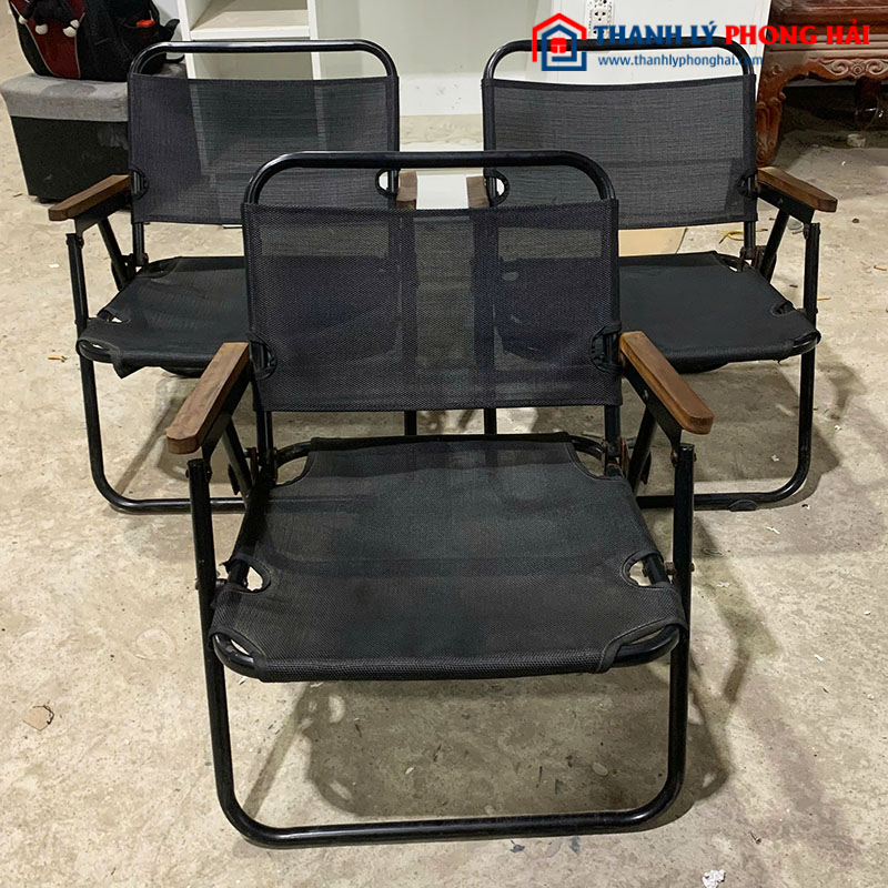 Ghế Xếp Lưới Khung Sắt Tay Gỗ Cũ