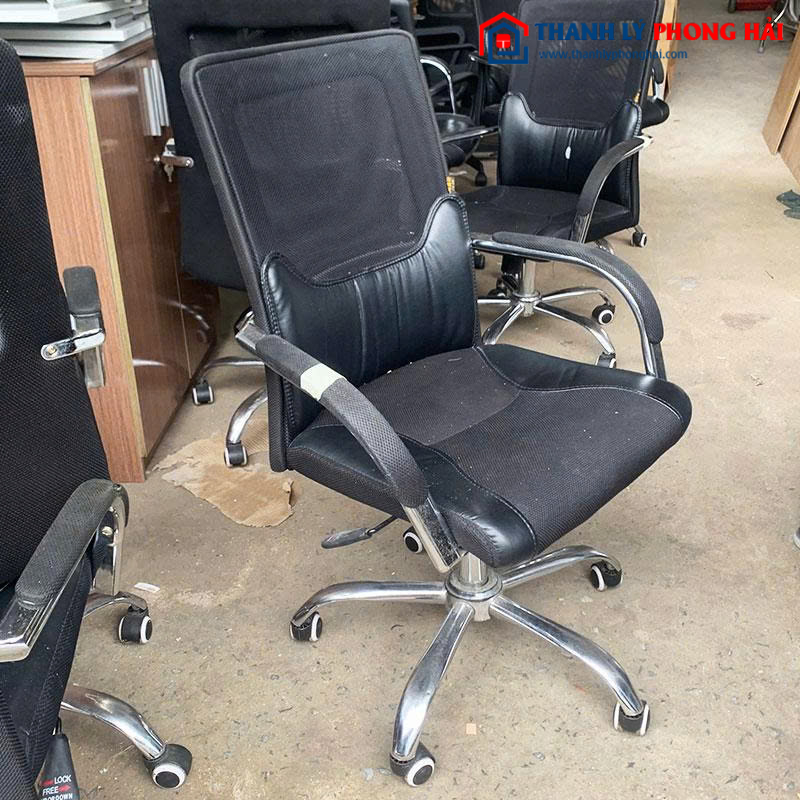 Ghế Xoay Lưng Lưới Cũ Phối Đệm Da Lưng Thấp