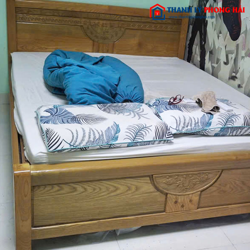 Giường Ngủ Gỗ Tự Nhiên 1m6 Chạm Hoa Văn Cũ