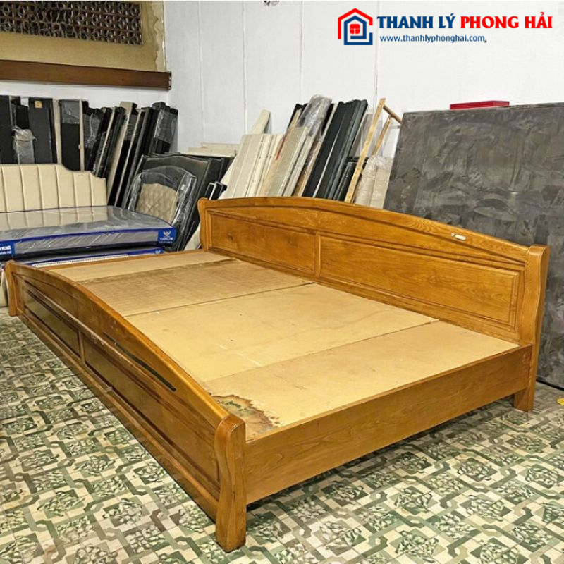 Giường Ngủ Gỗ Tự Nhiên 3m7 Cỡ Lớn Cũ