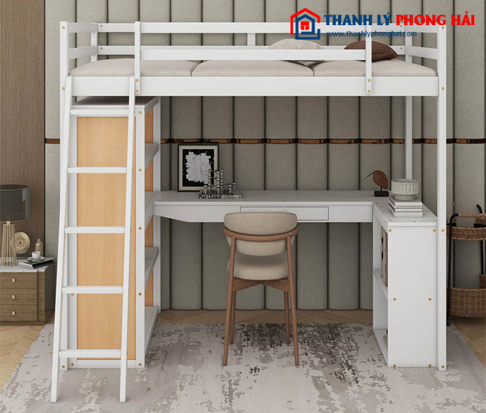 giường tầng đơn giản kèm bàn học