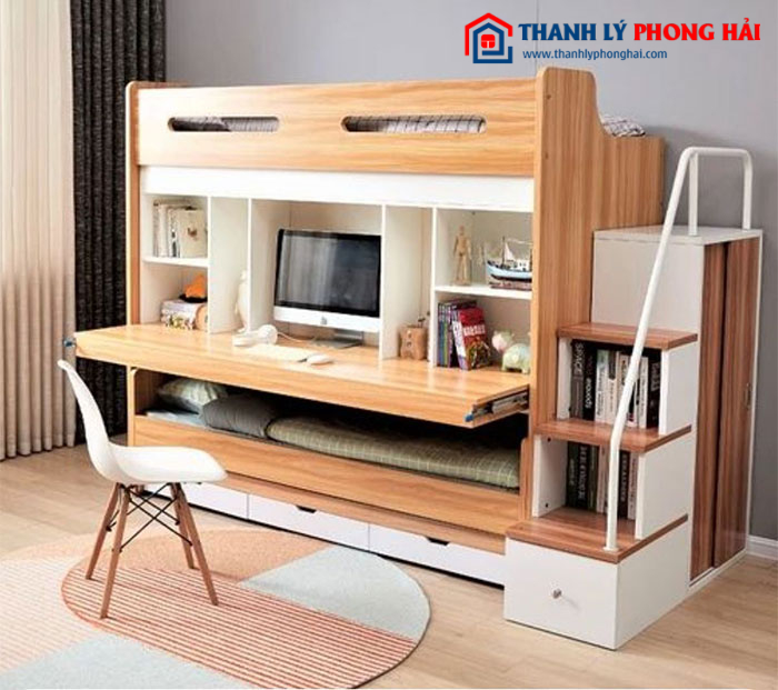 giường tầng kèm bàn học đa năng