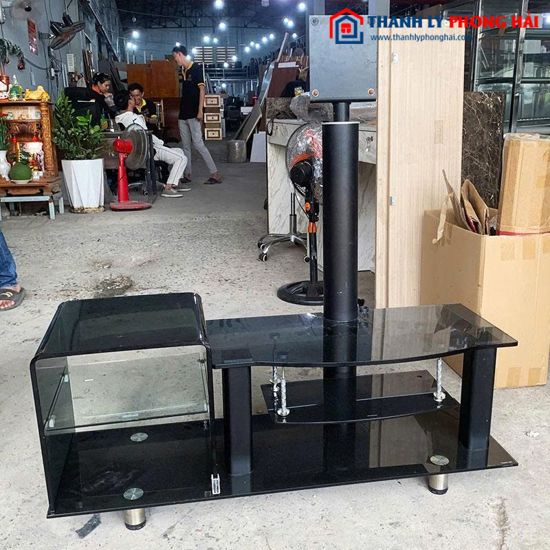 Kệ Tivi Kính Nhiều Tầng Màu Đen Cũ