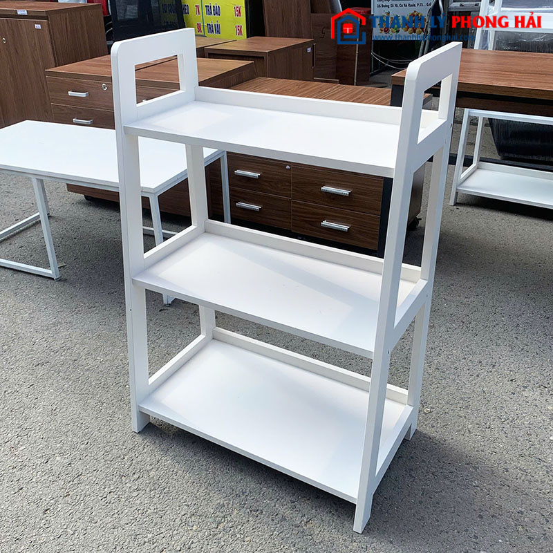 Kệ Trưng Bày 3 Tầng Màu Trắng Khung Sắt Cũ